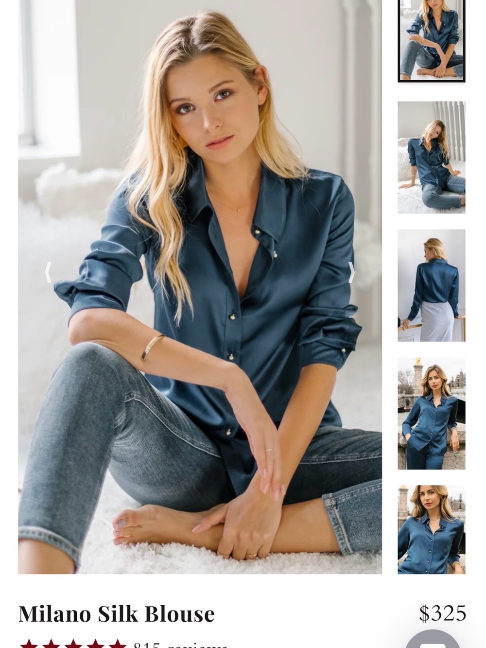 Ravella Milano Silk Blouse in Navy Blue - Classic Button-Up